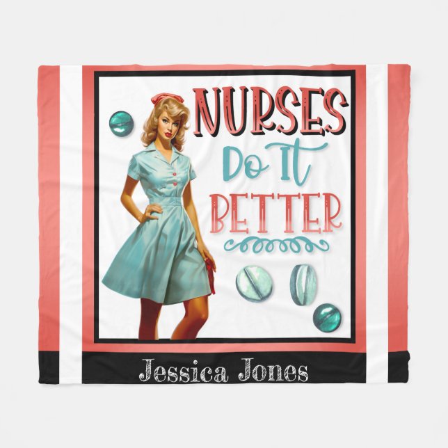 Cobertor De Velo Enfermeira Nostálgica Bonita Enfermeira Pinup Faz  (Frente (Horizontal))