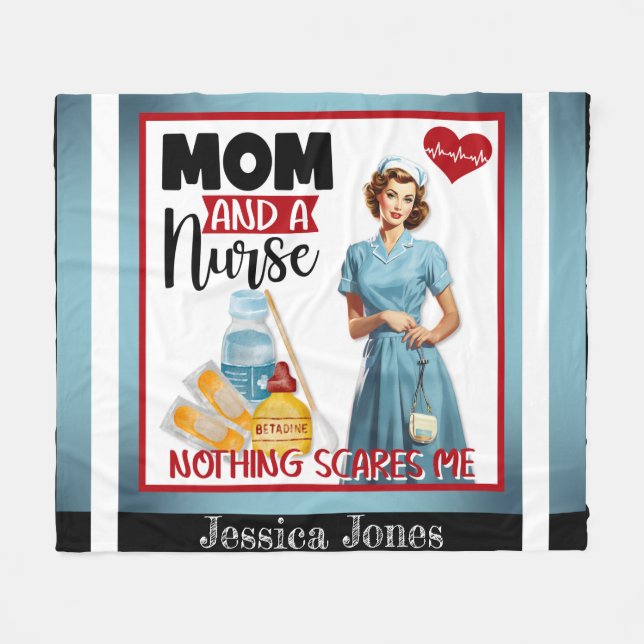 Cobertor De Velo Enfermeira Nostálgica e Bonita Aperte Mãe e Enferm (Frente (Horizontal))