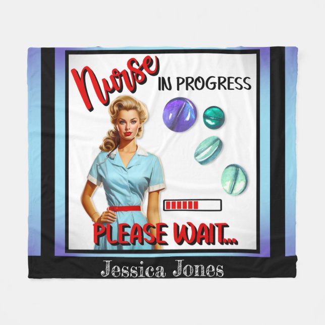 Cobertor De Velo Enfermeira Nostálgica Enfermeira Em Andamento (Frente (Horizontal))