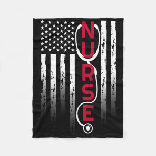 Cobertor De Velo Enfermeira Patriótica Com Estetoscópio De Bandeira