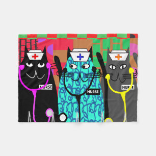 Cobertor De Velo Enfermeiras do gato da cobertura do velo da