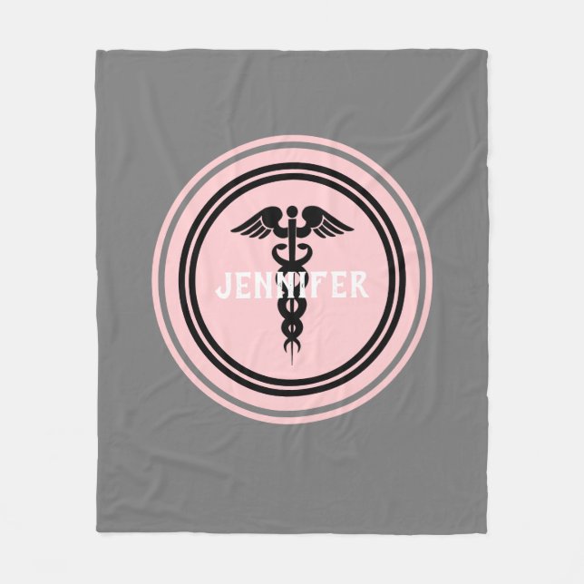 Cobertor De Velo Enfermeiro Caduco Médico Blush Cinza Rosa Personal (Frente)