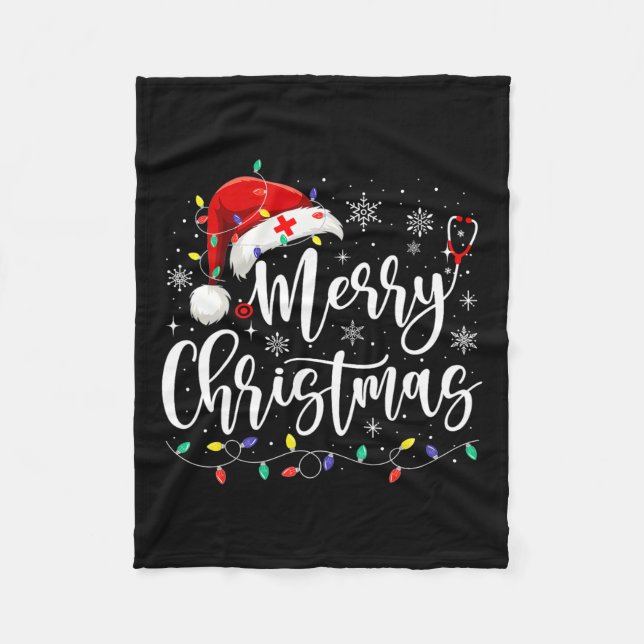 Cobertor De Velo Enfermeiro Rn Lpn Stethoscope Luzes De Natal (Frente)