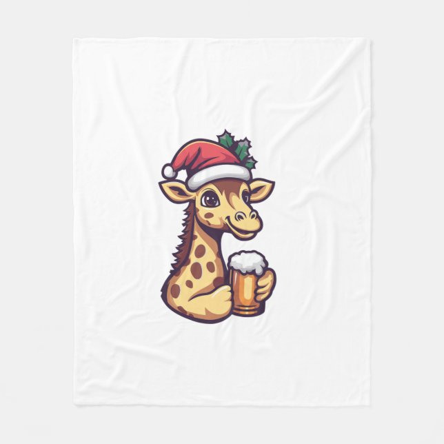 Cobertor De Velo Engraçada Girafa De Natal Com BD (Frente)