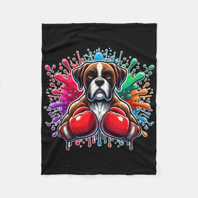 Cobertor De Velo Engraçado Boxin Boxer Lover Boxer Dog Paint Spla (Frente)