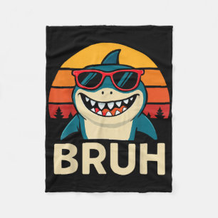 Cobertor De Velo Engraçado Bruh Shark Com Sungles Meme