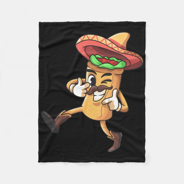 Cobertor De Velo Engraçado Burrito Mexicano Cinco De Mayo Fiesta Co (Frente)