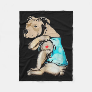 Cobertor De Velo Engraçado Cachorro Pitbuloso Adoro Vovô Tattoo Eng