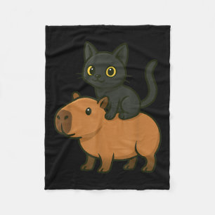 Cobertor De Velo Engraçado Capybara Black Cat Amante de os animais 