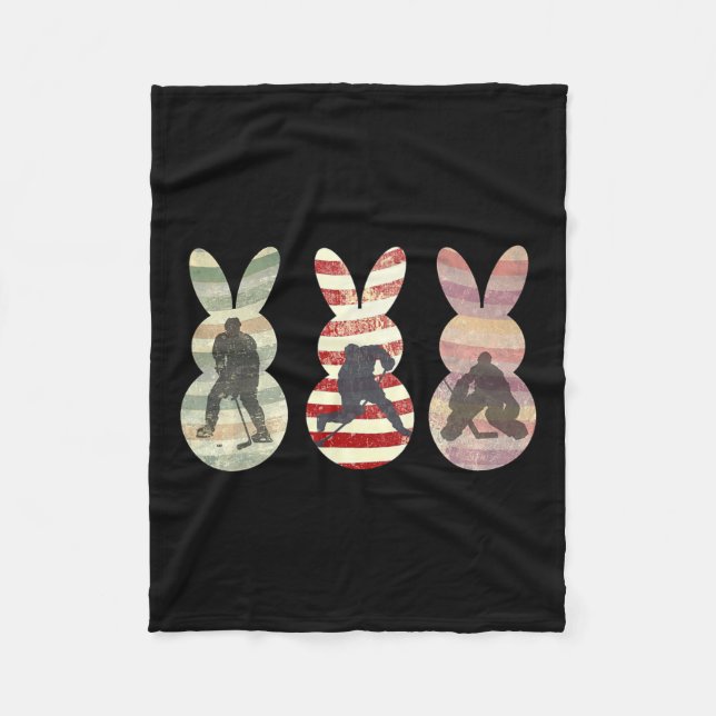 Cobertor De Velo Engraçado Coelho Coelho Da Páscoa De Hockey Com Ge (Frente)