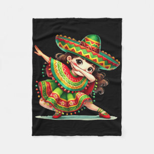 Cobertor De Velo Engraçado Dabbing Mexicano Girls Cinco De Mayo Pon