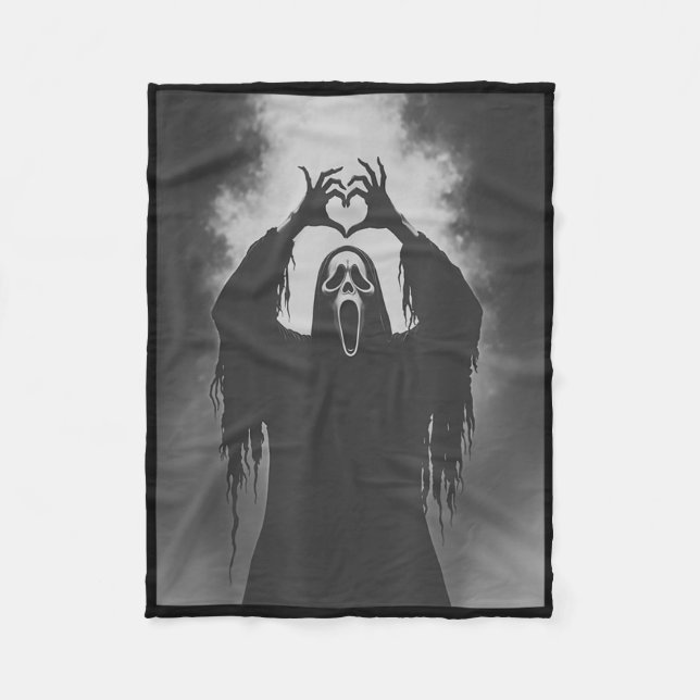 Cobertor De Velo Engraçado Fantasma Mão Coração Sinal Spooky Figuru (Frente)