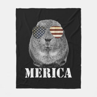 Cobertor De Velo Engraçado Guiné Pig Merica Óculos de Bandeira Patr
