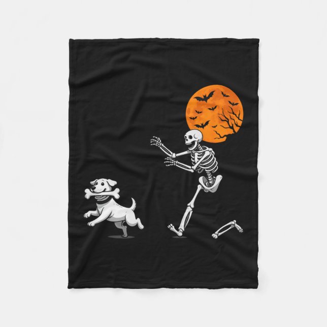 Cobertor De Velo Engraçado Humor Humor Halloween Skeleton perseguin (Frente)
