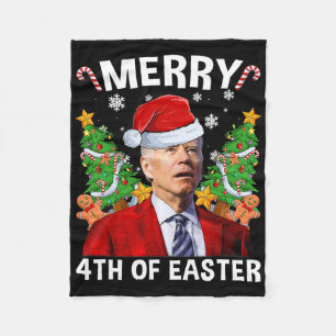 Cobertor De Velo Engraçado Joe Biden Natal Santa Hat Feliz 4th Of E