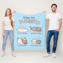 Engraçado Kawaii "Como Purrito" Gato Fleece Blanke