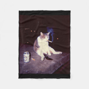 Cobertor De Velo Engraçado Memória Fumante Cigarro Kitten Brainrot