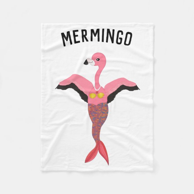 Cobertor De Velo Engraçado Mermingo: Flamingo-Mermaid (Frente)