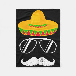 Cobertor De Velo Engraçado Mexicano Sombrero Mustache Enfrenta Cinc