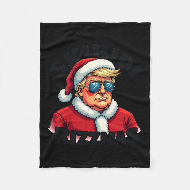 Cobertor De Velo Engraçado Natal Papai Noel Trump Skibidi Ri (Frente)