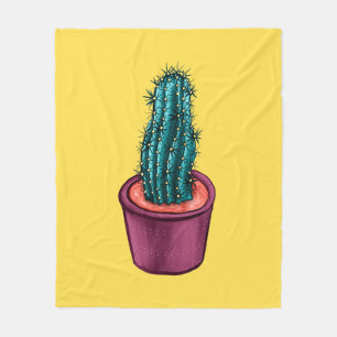 Cobertor De Velo Engraçado Pote Cactus Psicodélico Amarelo
