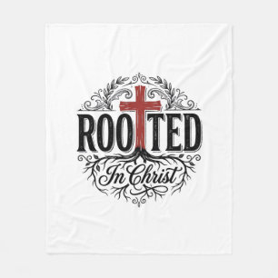 Cobertor De Velo Enraizado em Cristo Design de Cruz Cristã Vintage_