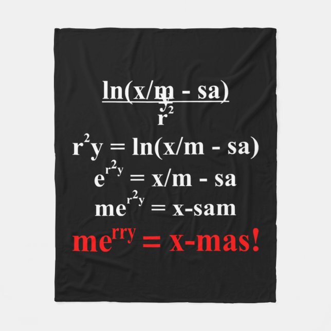Cobertor De Velo Equação de Matemática Feliz Natal (Frente)