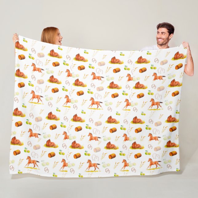 Cobertor De Velo Equídeos De Padrões De Aquarela Ferradura Maçãs (In Situ)