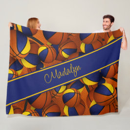 Cobertor De Velo equipe de basquetebol de ouro azul sala de esporte