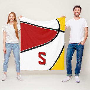 Cobertor De Velo equipe de basquetebol de ouro vermelho cores rapaz