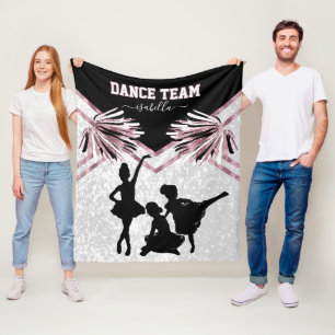Cobertor De Velo Equipe de Dança de Meninas Preto, Branco e Rosa Pi