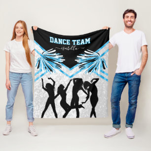 Cobertor De Velo Equipe de dança divertida, preto, branco e azul-b