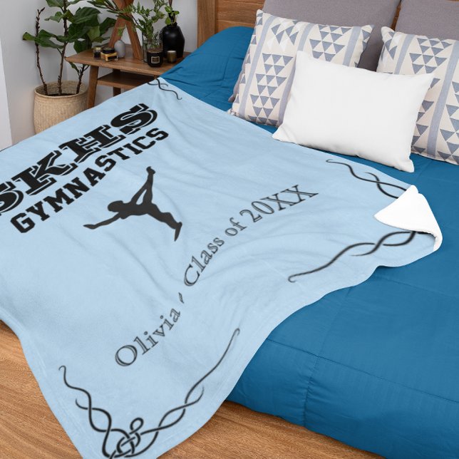 Cobertor De Velo Equipe de ginástica Texto Preto Folha Med Blanket (Gymnastics Team Black Text Fleece Med Blanket)