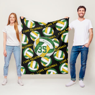 Cobertor De Velo equipe de ouro verde cores meninas Eu amo vôlei