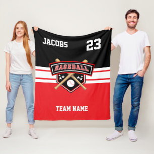 Cobertor De Velo Equipe de Símbolo ⚾ Baseball em Vermelho, Branc