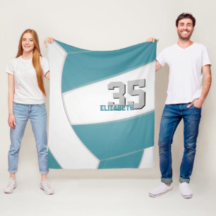 Cobertor De Velo equipe de vôlei branco de teal colore nome persona