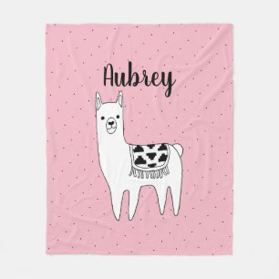 Cobertor De Velo Esboço na moda do lama & pontos pretos com nome do