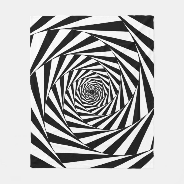 Cobertor De Velo Escadaria em Espiral de Redemoinho Preto e Branco  (Frente)
