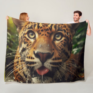 Cobertor De Velo Escadas-leopardo enquanto Lapando Água na Selva