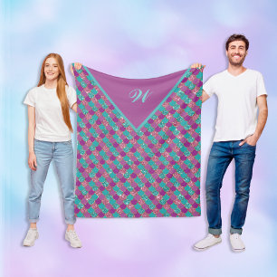 Cobertor De Velo Escalas de Sereia Magenta, Cor-de-rosa, cor-de-ros