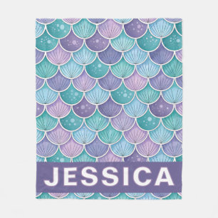 Cobertor De Velo Escamas de Sereia em Aquarela Personalizadas