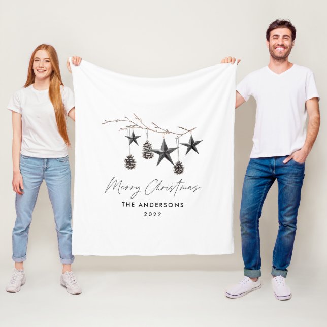 Cobertor De Velo Escrita elegante escandi-moderna negra Natal (In Situ)