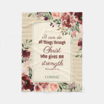 Escritura Cristã Bordô Floral Personalizada