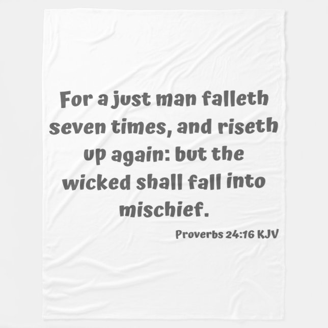 Cobertor De Velo Escritura Versa da Bíblia KJV do Proverbs 24:16 (Frente)