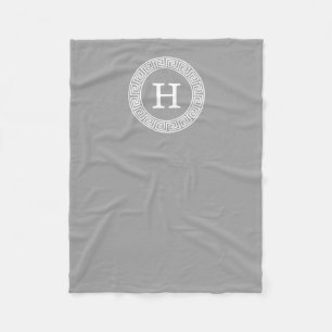 Cobertor De Velo Escuro - monograma chave grego cinzento da inicial