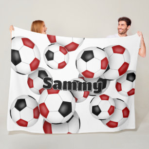 Cobertor De Velo esferas de futebol preto vermelho sobredimensionad