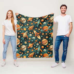 Cobertor De Velo Espaço Atômico Laranja Teal do Meio do Século