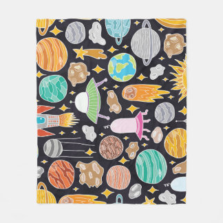 Cobertor De Velo Espaço de Portas: Cosmos Vintage Desenhados À Mão.