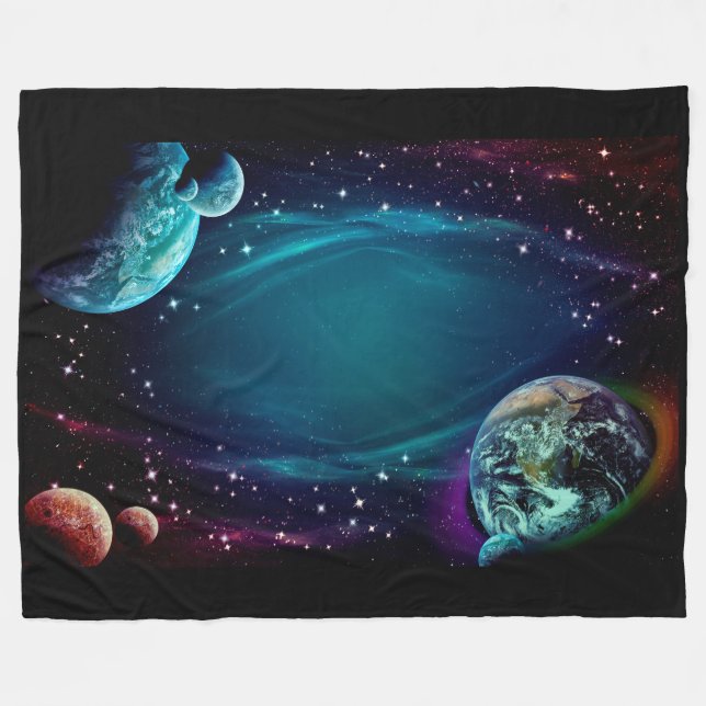 Cobertor De Velo Espaço e Planetas (Frente (Horizontal))
