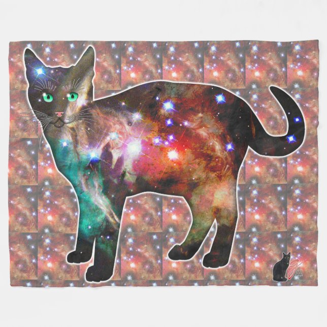 Cobertor De Velo Espaço Starburst no Gato (Frente (Horizontal))